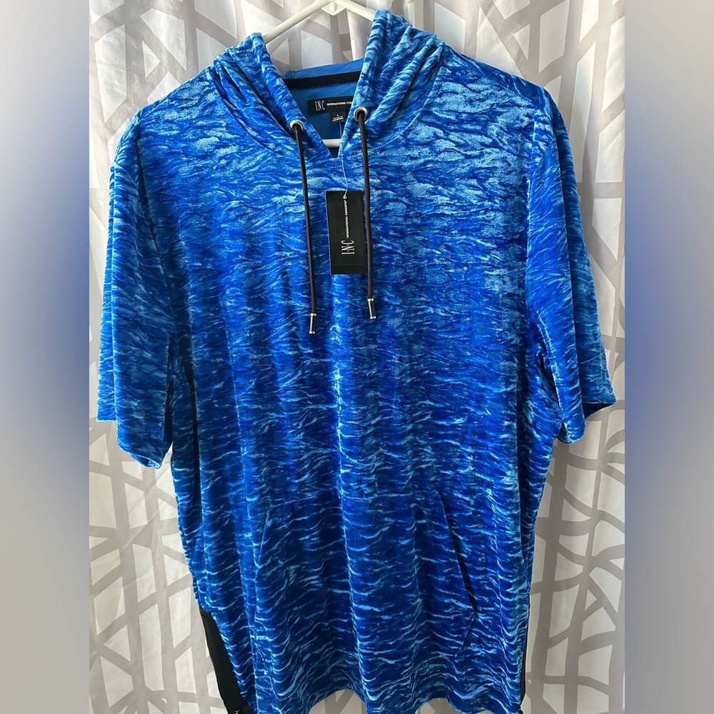 NWT, INC, men’s, L, short sleeve hoodie, blue,
